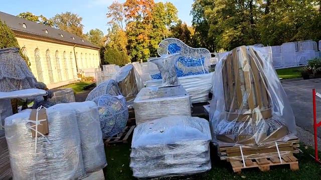 Парк Вилянов Варшава, подготовка светящихся инсталляций смотреть онлайн