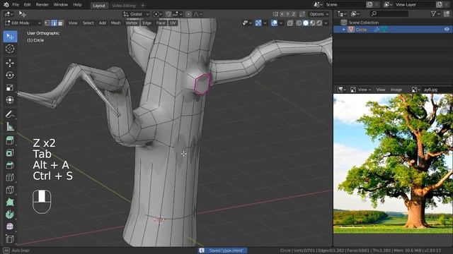 Blender Урок Моделирование низкополигонального дерева