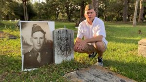 Cleaning Veteran Headstone of Private Earnest Flint