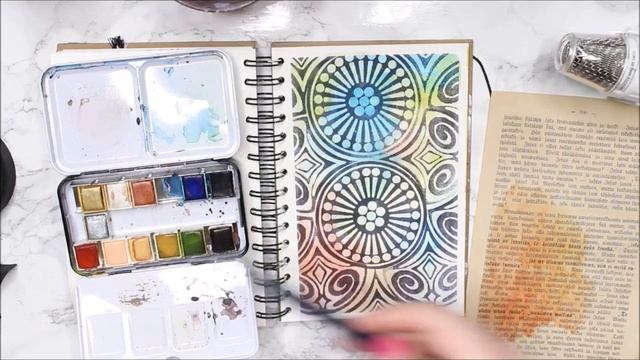 Henrietta Maria - an art journal page using Nathalie Kalbach stamps смотреть онлайн