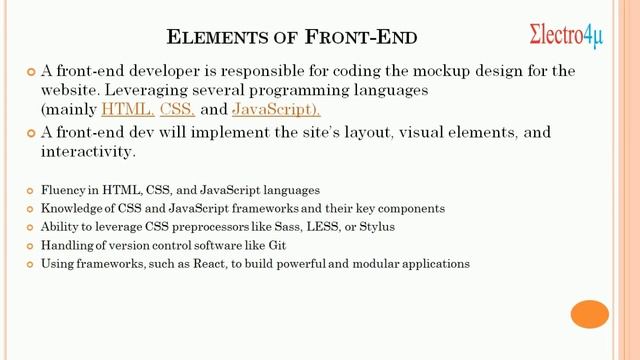 Element of front end development HTML CSS JAVA Script - How to become Front End Web Developer