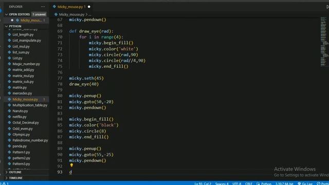 Draw Micky ? Mouse |Full Python code || #pythonturtle смотреть онлайн