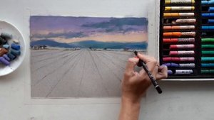 Как нарисовать лавандовое поле сухой пастелью?