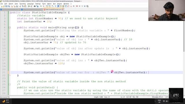 Static | Class Variable in Java | DineshDTC