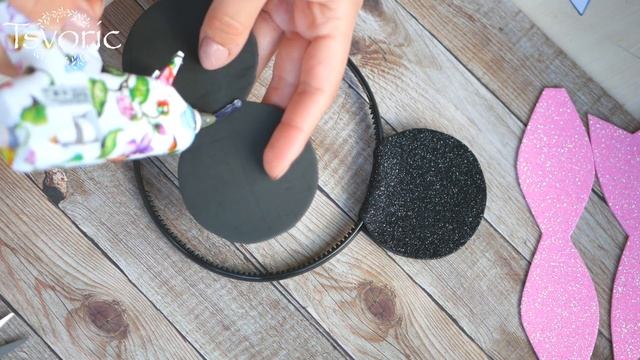 Ободок Минни Маус, глиттерный фоамиран DIY Minnie Mouse Rim, Glitter Foam