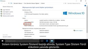 Windows 10 Sürümüm 32 bit mi yoksa 64 bit mi?