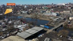 Строителям осталось возвести три опоры нового моста через Десну на набережной Брянска
