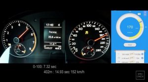 Volkwagen Scirocco 1.4 TSI twincharger Stage 1 0-100, 100-200,1 0-200 racelogic acceleration, 402m