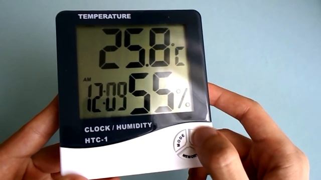 Градусник электронный с гигрометром, часами и датой HTC-1 смотреть онлайн