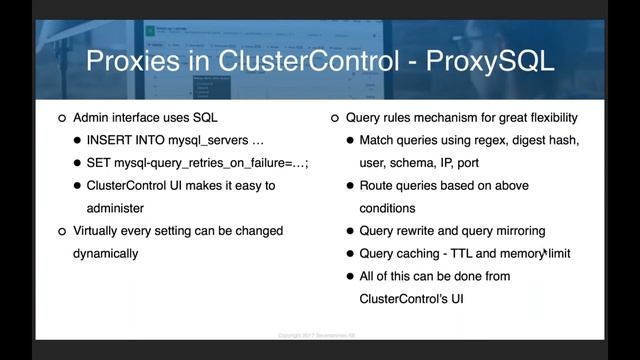 Webinar replay: How to deploy and manage HAProxy, MaxScale or ProxySQL with ClusterControl смотреть онлайн