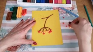 Как выполнить рельеф из пластилина "Ветка рябины" своими руками. Мастер-класс, пошагово.