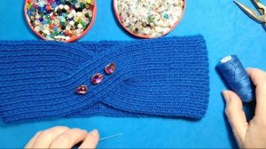 Повязка на голову вязаная #вязаниеспицами