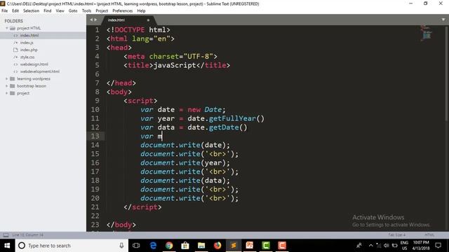 javaScript Basic Lesson 17 Date Object Methods