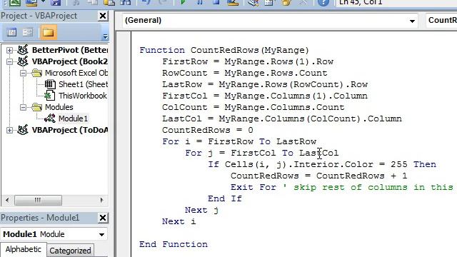 Excel - Count Red Rows Using a VBA Macro in Excel - Episode 1687