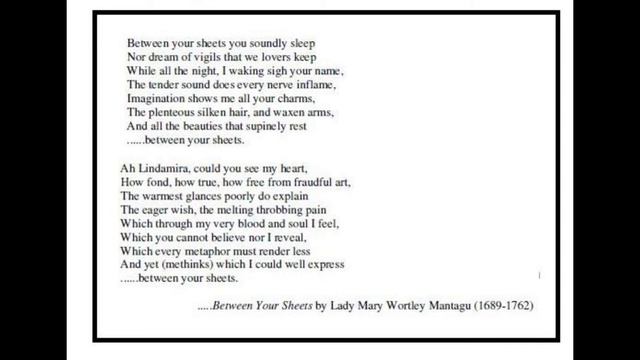Reading a poem "Between Your Sheets" by Lady Mary Wortley Montagu (Читаю стихотворение Мэри Монтегю смотреть онлайн