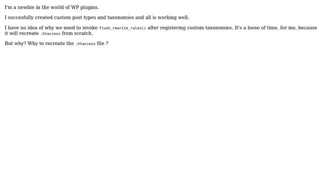 Wordpress: Why is flush_rewrite_rules mandatory after registering custom taxonomies? смотреть онлайн