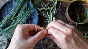 Старинный способ плетения травяных корзин из осоки:  бесконечный шнур