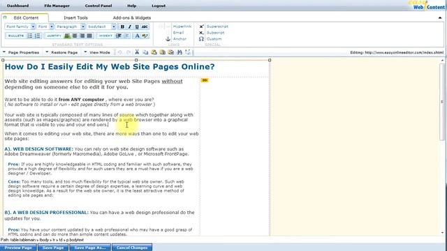 Edit your website with Easy WebContent HTML Editor