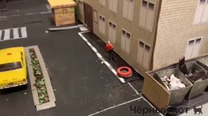 Обновления на макете! Газон, тротуар, шина! Макет города 1/43.