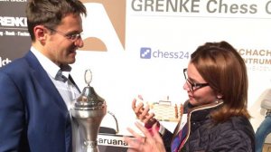 Levon Aronian after winning GRENKE Chess Classic 2017