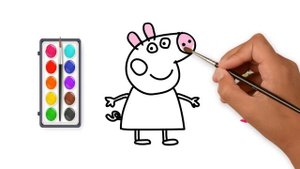 Раскраска для детей СВИНКА ПЕППА. Мультики - как нарисовать свинку Пеппу