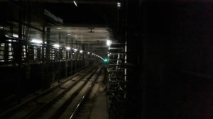 Прибытие метро поезда Нева на станцию Новокрестовская
