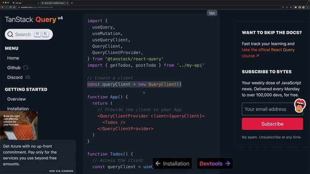 React Query -  TanStack / React Query - Instalación
