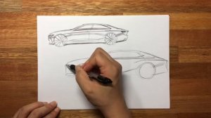 Car design sketch - how to draw side view sketch [021]