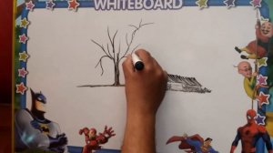 Very  simple landscape drawings by marker on whiteboard.