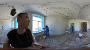 Нанесение шпаклёвки станцией Аспро N2 стеклохолст и шпаклевание видео 360