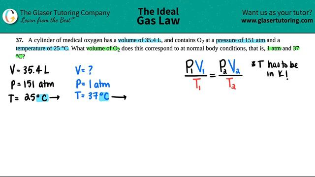 9.37 | A cylinder of medical oxygen has a volume of 35.4 L, and contains O2 at a pressure of 151 at смотреть онлайн