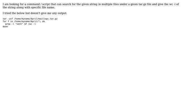 grep for a string in multiple files under tar and print wc -l смотреть онлайн
