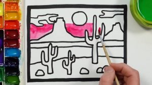 Рисуем и раскашиваем кактусы! \\ Рисование для девочек! Давайте рисовать  вместе!