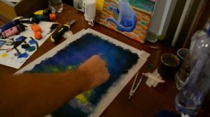 Рисуем космос акрилом, губкой и зубной щеткой | How to paint space with acrylics