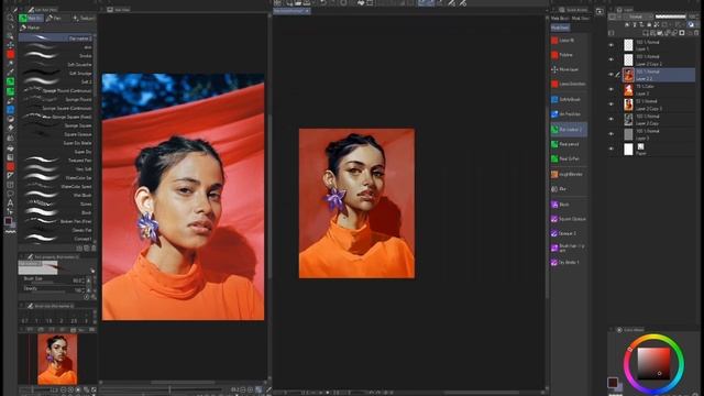 From greyscale to color in Clipstudio Paint. One week Portrait Challenge. смотреть онлайн