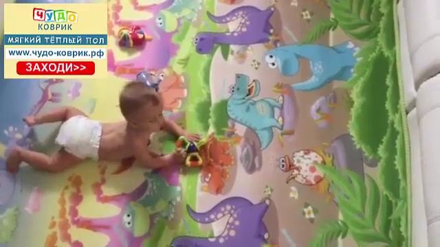 Детский развивающий коврик для ползания двухсторонний BABYPOL “ДИНО ЛЭНД” 180х200х1см смотреть онлайн