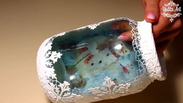 ?Новогодний подсвечник из обычной стеклянной банки. МК Ютты Арт. Новогодний декор своими руками.