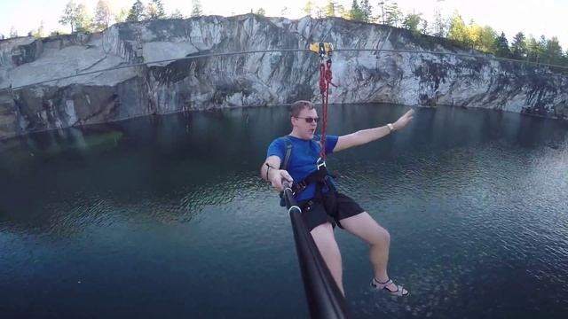 Полет над Мраморным карьером на тросе в Рускеала смотреть онлайн