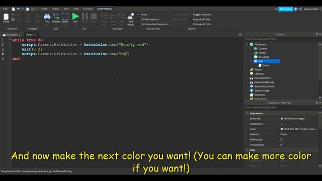 Roblox Studio - How to make color changing brick! смотреть онлайн