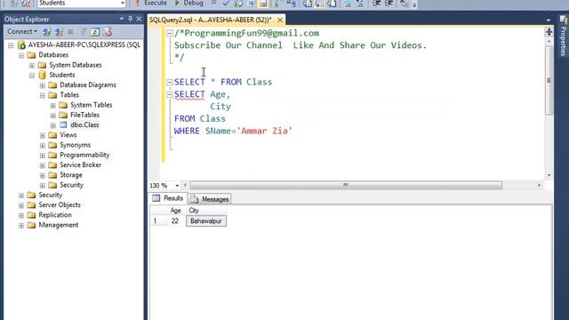 SQL- Where Clause in Urdu Hindi By Farooq Ahmed ProgrammingFun