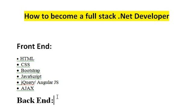 How to become full stack .net Developer