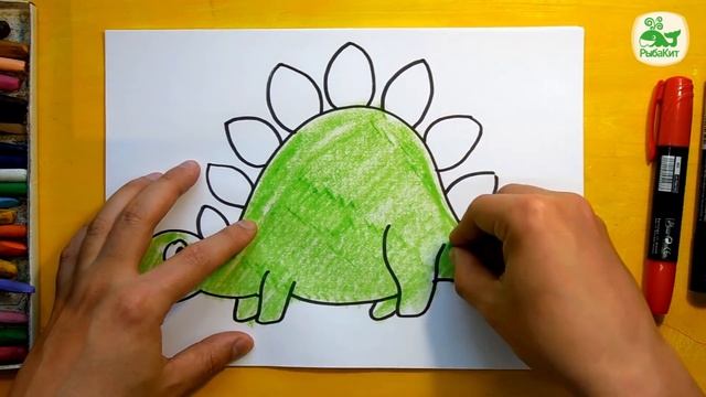 Как нарисовать Динозавра | How to draw dinosaurs Урок рисования для детей от 3 лет смотреть онлайн