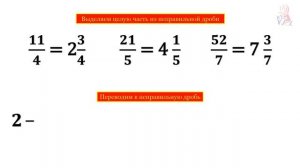 Обыкновенные дроби: выделение целой части и обратно