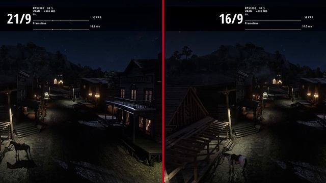 RED DEAD REDEMPTION 2 Ultrawide 21/9 vs 16/9 - COMPARAISON FRAME RATE & GRAPHISMES смотреть онлайн