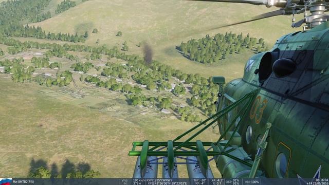 Вертолёт Ми-8МТВ2 атака НУРСами и УПК в DCS World смотреть онлайн