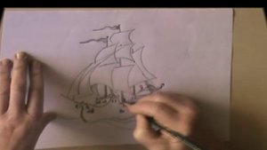 How draw sailing ship .Как нарисовать парусник..