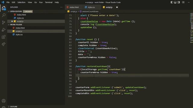 9. Serving Coundown from local Storage | JavaScript Countdown Project Tutorial