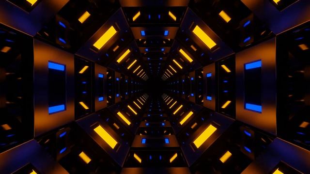 Blue and Orange Mirrored Octagon Tunnel Background VJ Loop in 4K смотреть онлайн