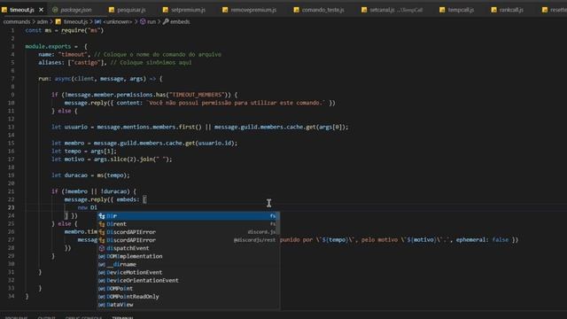 Comando de castigo/timeout (em prefixo) | Discord.js V13 #62