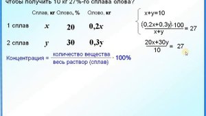 ОГЭ Задание 22 Задача на сплавы Система уравнений